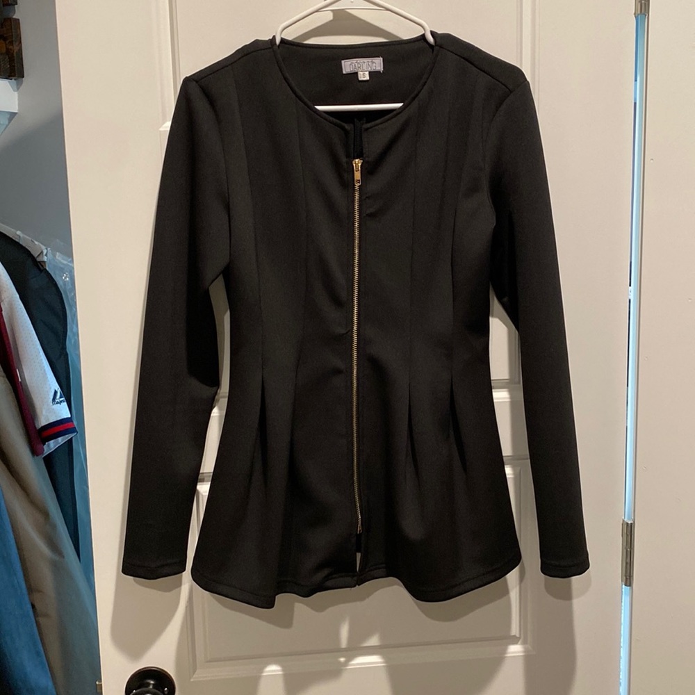 Black peplum zip jacket